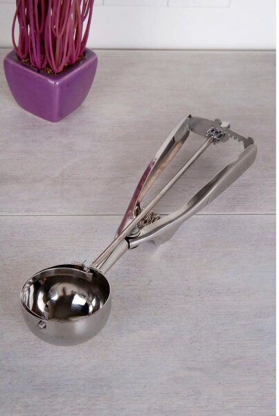 Lingura pentru inghetata C-ZZ-16027, crom, metal, 6x22 cm