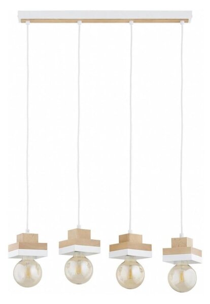 Lustră suspendată pe cablu MIKO 4xE27/15W/230V alb/bej