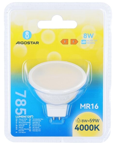 Bec LED MR16 GU5,3/8W/12V 4000K - Aigostar