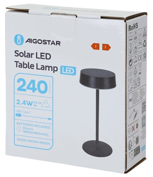 Aigostar - Lampă solară LED/2,4W/5V IP44