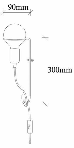 Lampa perete 3664, negru, metal, 9x30 cm