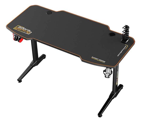 Birou Gaming Adore CARBON SERIES X9, 140 x 66 x 75 cm, suprafata carbon, mousepad, USB gamepad holder, suport pentru casti si pahar, cutie cabluri