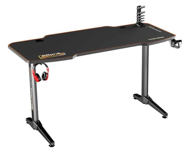 Birou Gaming Adore CARBON SERIES X9, 140 x 66 x 75 cm, suprafata carbon, mousepad, USB gamepad holder, suport pentru casti si pahar, cutie cabluri