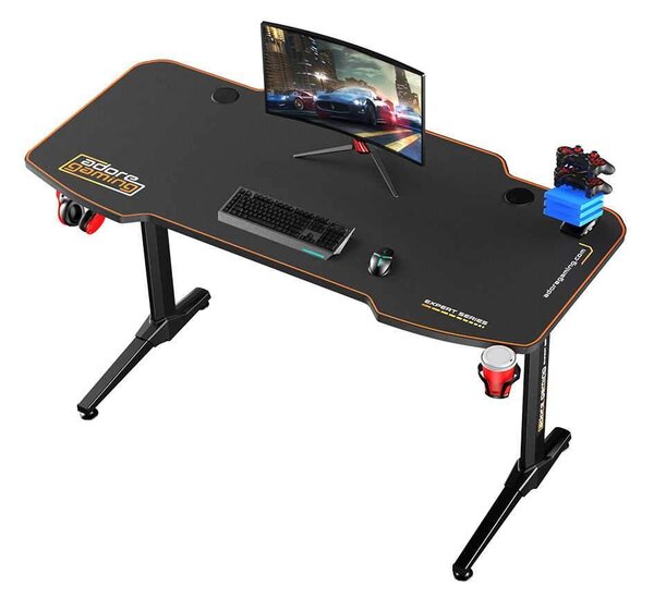 Birou Gaming Adore CARBON SERIES X9, 140 x 66 x 75 cm, suprafata carbon, mousepad, USB gamepad holder, suport pentru casti si pahar, cutie cabluri
