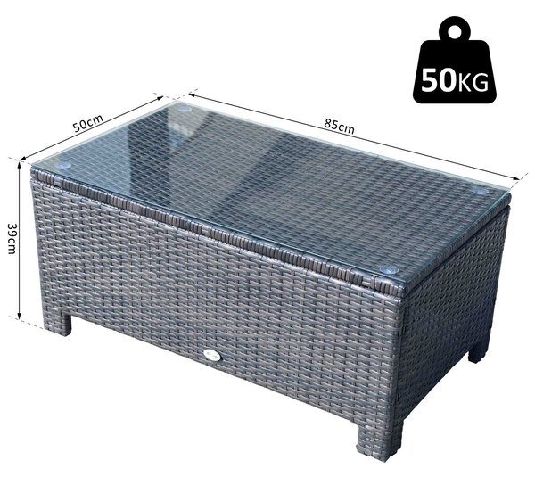 Outsunny masuta exterior, sticla securizata, 85x50x39cm, maro | Aosom Romania