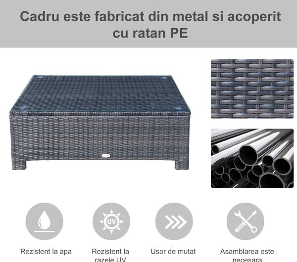 Outsunny masuta exterior, sticla securizata, 85x50x39cm, maro | Aosom Romania