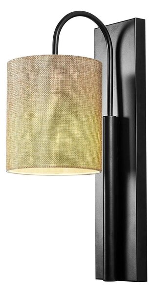 Lampa perete BASTON-3461, negru/crem, metal/material textil, 14x20x42