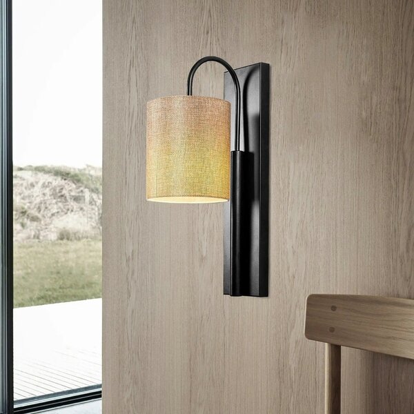 Lampa perete BASTON-3461, negru/crem, metal/material textil, 14x20x42