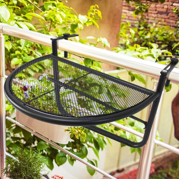 Outsunny Masă Suspendată pentru Balcon, Reglabilă în Înălțime, Design Spațiu-Eficient, Fier, Negru, 60x45x50 cm | Aosom Romania