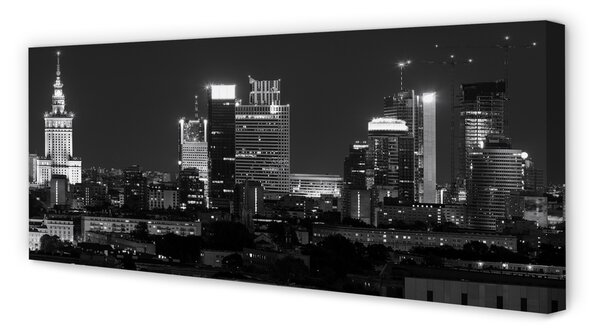 Tablouri canvas panorama de noapte de zgârie-nori Varșovia