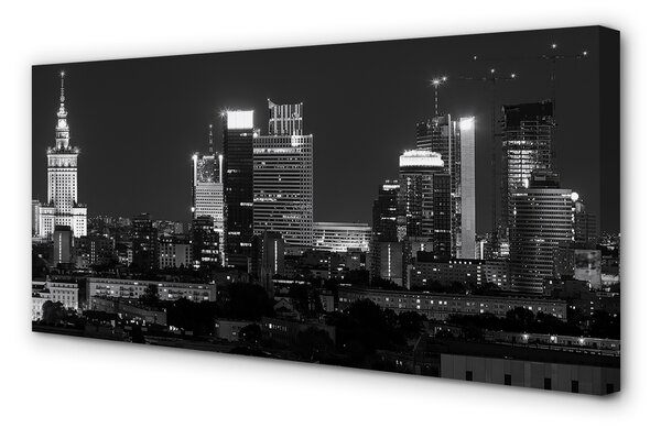 Tablouri canvas panorama de noapte de zgârie-nori Varșovia