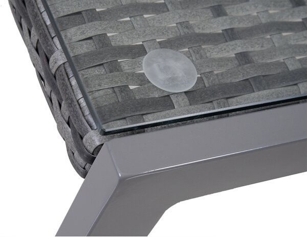 Outsunny Masă de Cafea pentru Terasă și Grădină cu Cadru din Aluminiu și Ratan PE, Suprafață Acoperită cu Sticlă, 50x50x50cm, Gri | Aosom Romania