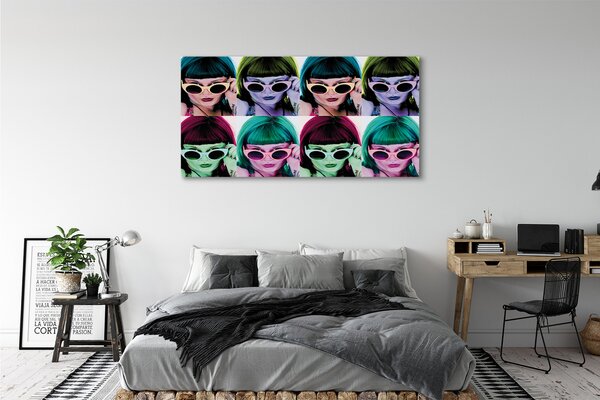 Tablouri canvas ochelari de păr colorate pentru femeie