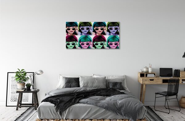 Tablouri canvas ochelari de păr colorate pentru femeie