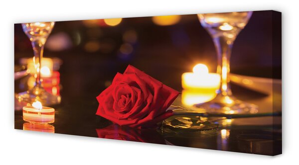Tablouri canvas Rose pahare lumânare