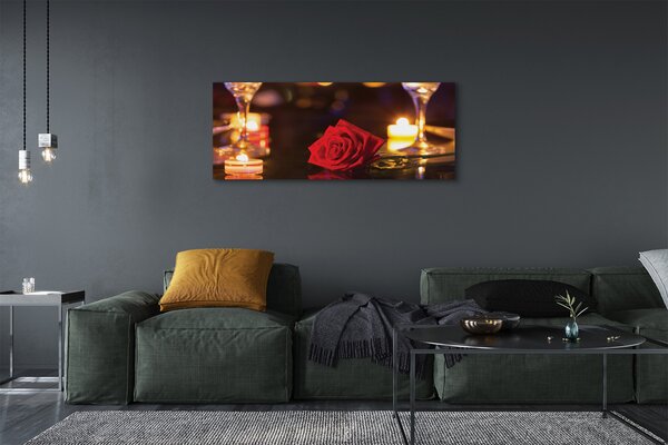 Tablouri canvas Rose pahare lumânare