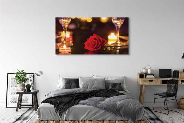 Tablouri canvas Rose pahare lumânare