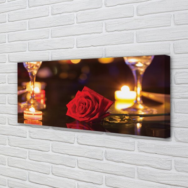 Tablouri canvas Rose pahare lumânare