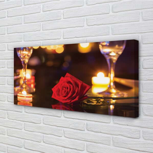 Tablouri canvas Rose pahare lumânare