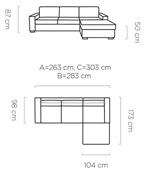 Coltar extensibil 160x200 VANILLA CORNER, sezlong dreapta, stofa catif