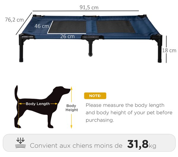PawHut sezlong pentru caini de maxim 50kg, 92x76x18 cm | Aosom Romania