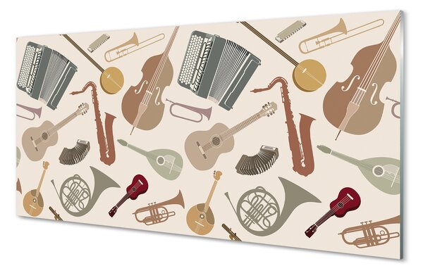 Tablouri pe sticlă Trompeta vioara ukulele