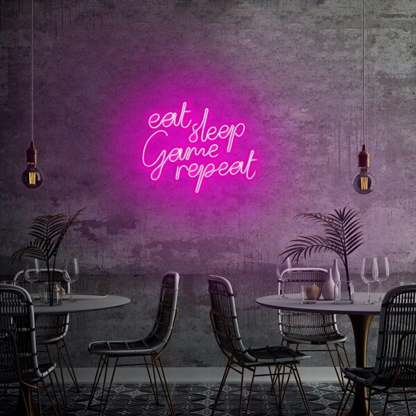 Aplica de Perete Neon eat sleep game repeat, 51x40 cm