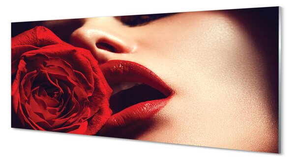 Tablouri pe sticlă Rose femeie gura