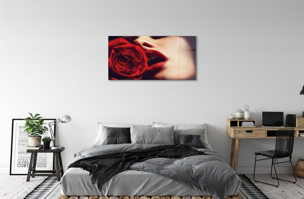 Tablouri pe sticlă Rose femeie gura
