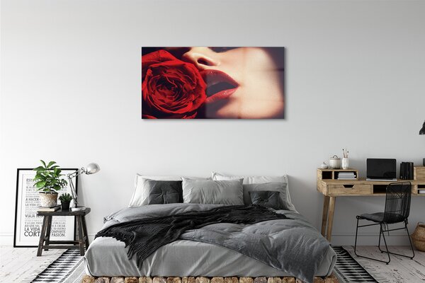 Tablouri pe sticlă Rose femeie gura