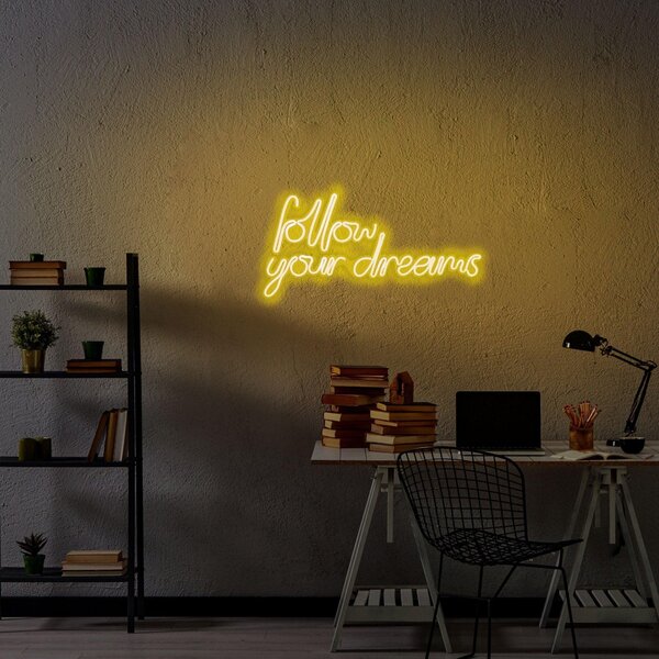 Aplica de Perete Neon Follow Your Dreams, 60x32 cm