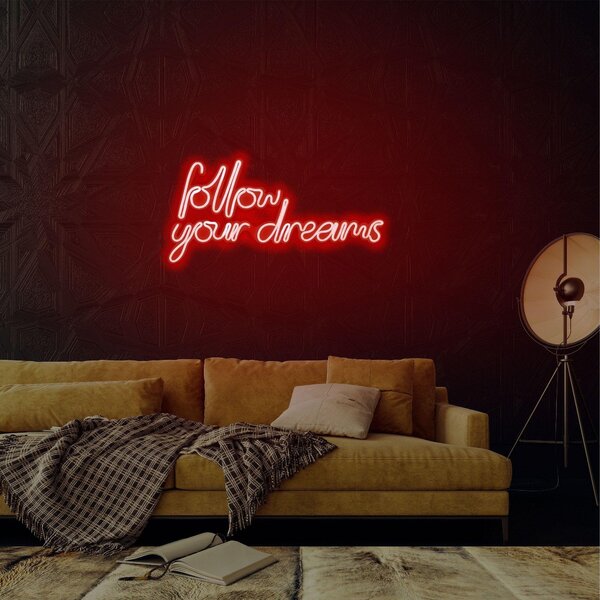 Aplica de Perete Neon Follow Your Dreams, 60x32 cm