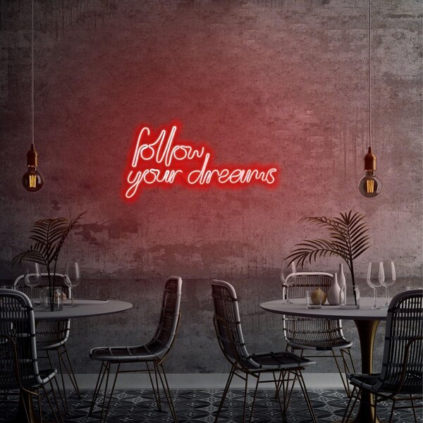 Aplica de Perete Neon Follow Your Dreams, 60x32 cm
