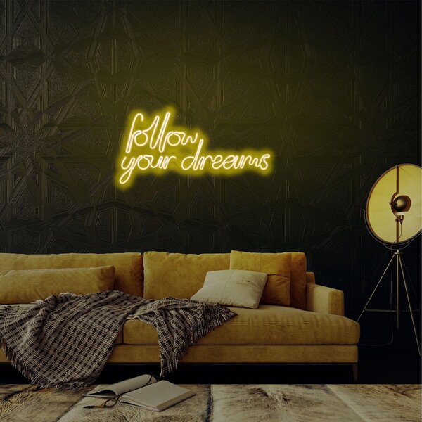 Aplica de Perete Neon Follow Your Dreams, 60x32 cm