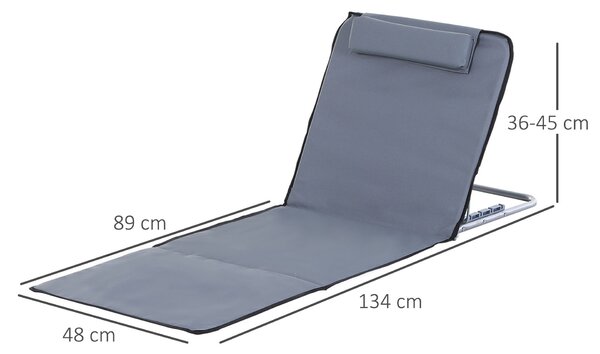 Set de 2 Saltele de Plaja Outsunny, Pliabile cu Spatar Reglabil Gri | Aosom Romania