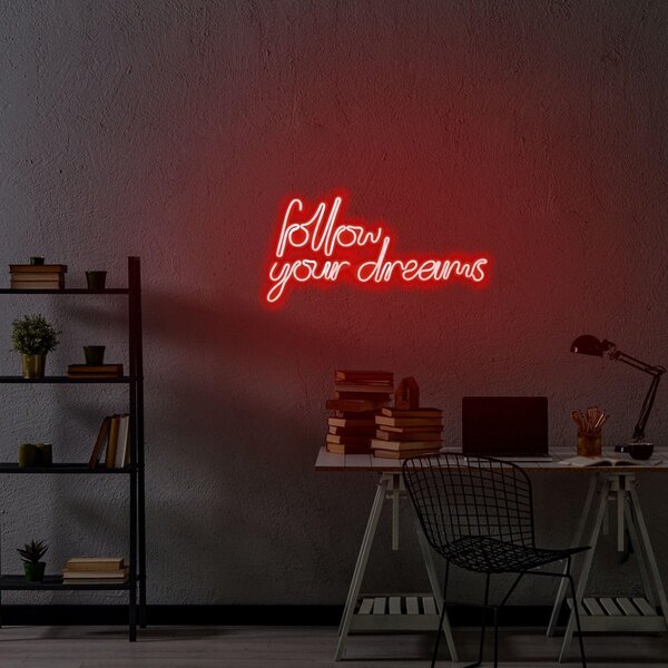 Aplica de Perete Neon Follow Your Dreams, 60x32 cm