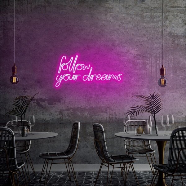 Aplica de Perete Neon Follow Your Dreams, 60x32 cm