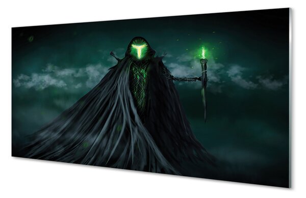 Panouri de sticlă Figura întunecată de foc verde