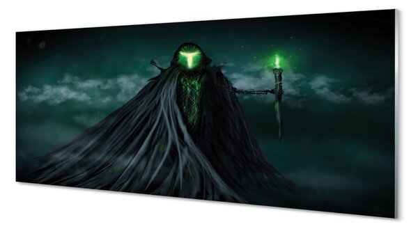 Panouri de sticlă Figura întunecată de foc verde