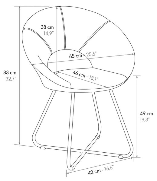 Scaun Iris, structura metalica aurie, tapiterie catifea - BEJ