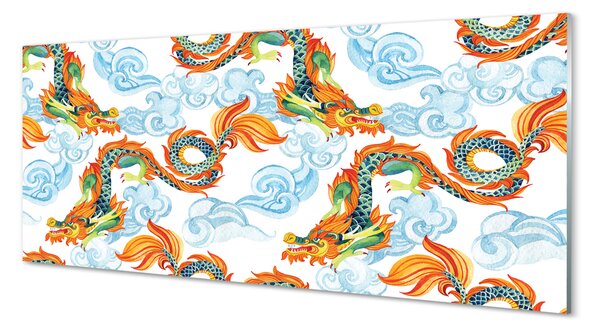 Panouri de sticlă dragoni colorate japoneze