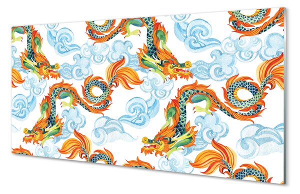 Panouri de sticlă dragoni colorate japoneze