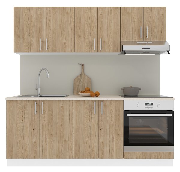 Set haaus V10, Lemn Natural/Alb, Blat Thermo 28 mm, L 200 cm