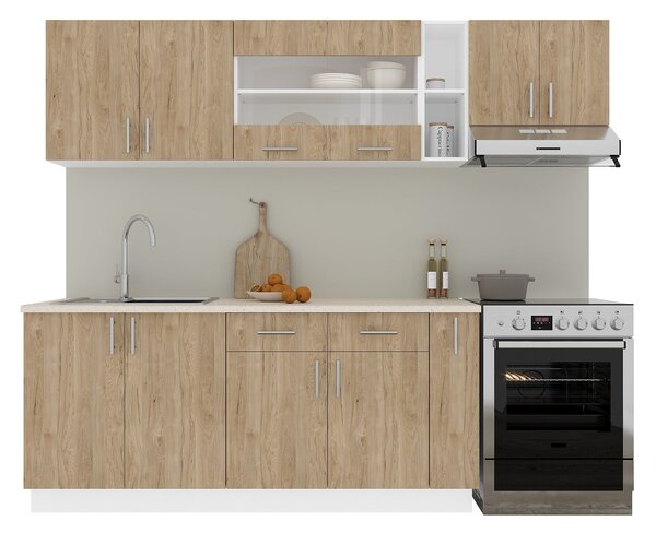 Set haaus V16, Lemn Natural/Alb, Blat Thermo 28 mm, L 240 cm
