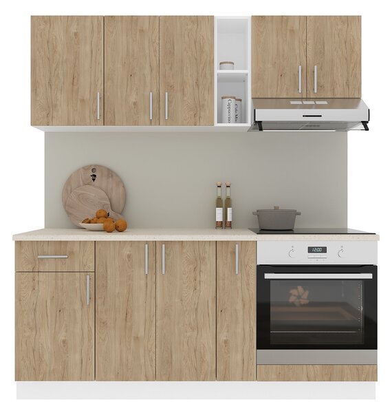 Set haaus V9, Lemn Natural/Alb, Blat Thermo 28 mm, L 180 cm