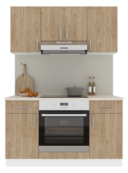 Set haaus V5, Lemn Natural/Alb, Blat Thermo 28 mm, L 140 cm