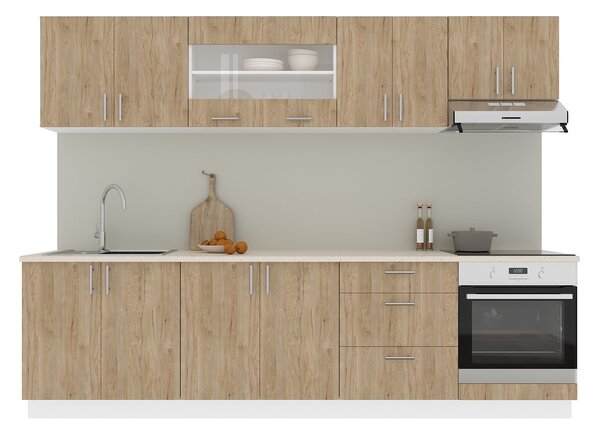 Set haaus V22, Lemn Natural/Alb, Blat Thermo 28 mm, L 280 cm