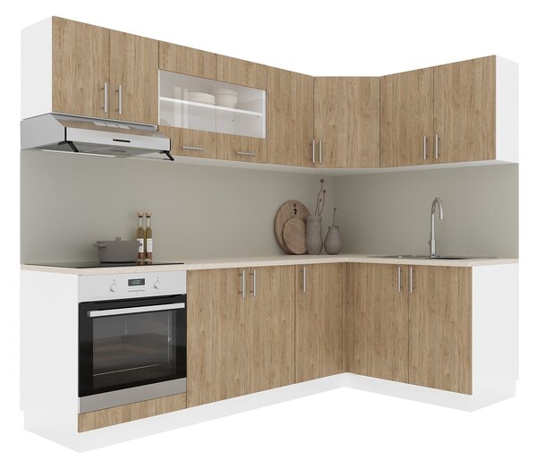 Set haaus V34, Lemn Natural/Alb, Blat Thermo 28 mm, L 240 x 140 cm