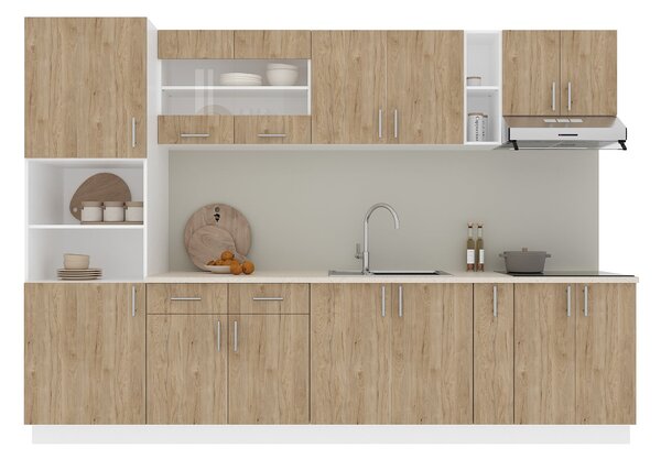 Set haaus V26, Lemn Natural/Alb, Blat Thermo 28 mm, L 300 cm