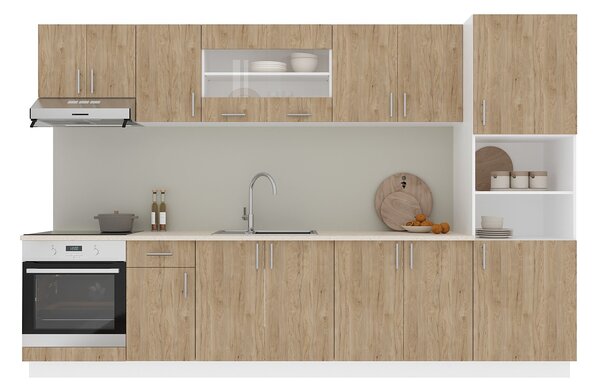 Set haaus V30, Lemn Natural/Alb, Blat Thermo 28 mm, L 320 cm